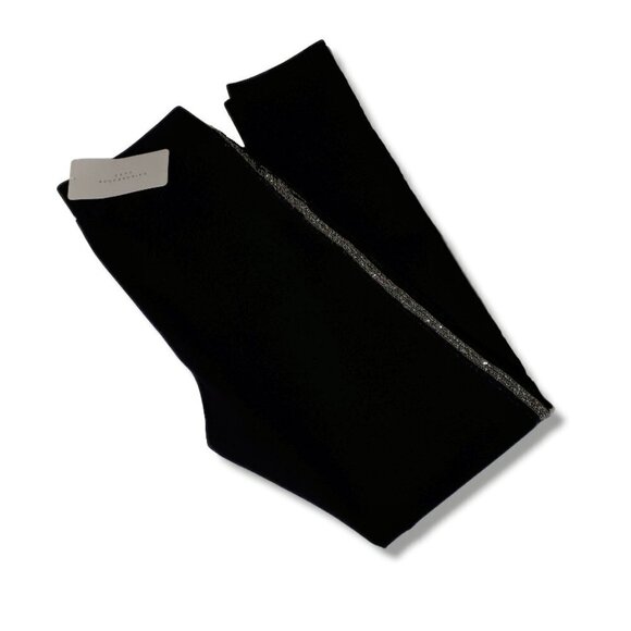 NWT Zara black legging pants w/ sparkly smoke charcoal crystal racer stripes, M - Picture 5 of 9